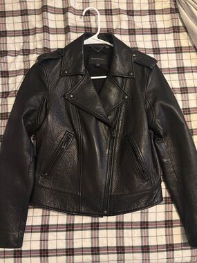Banana Republic Black Pebbled Leather Moto Jacket